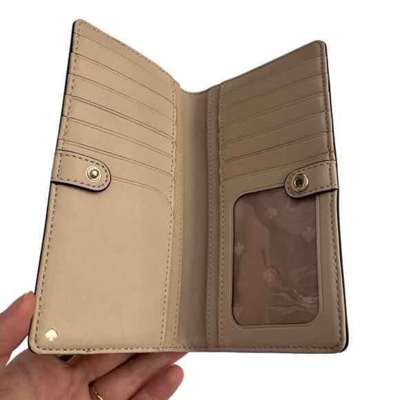 Kate Spade Taupe and Black Colorblock slim Card Holder Bifold Wallet - Picture 8 of 13